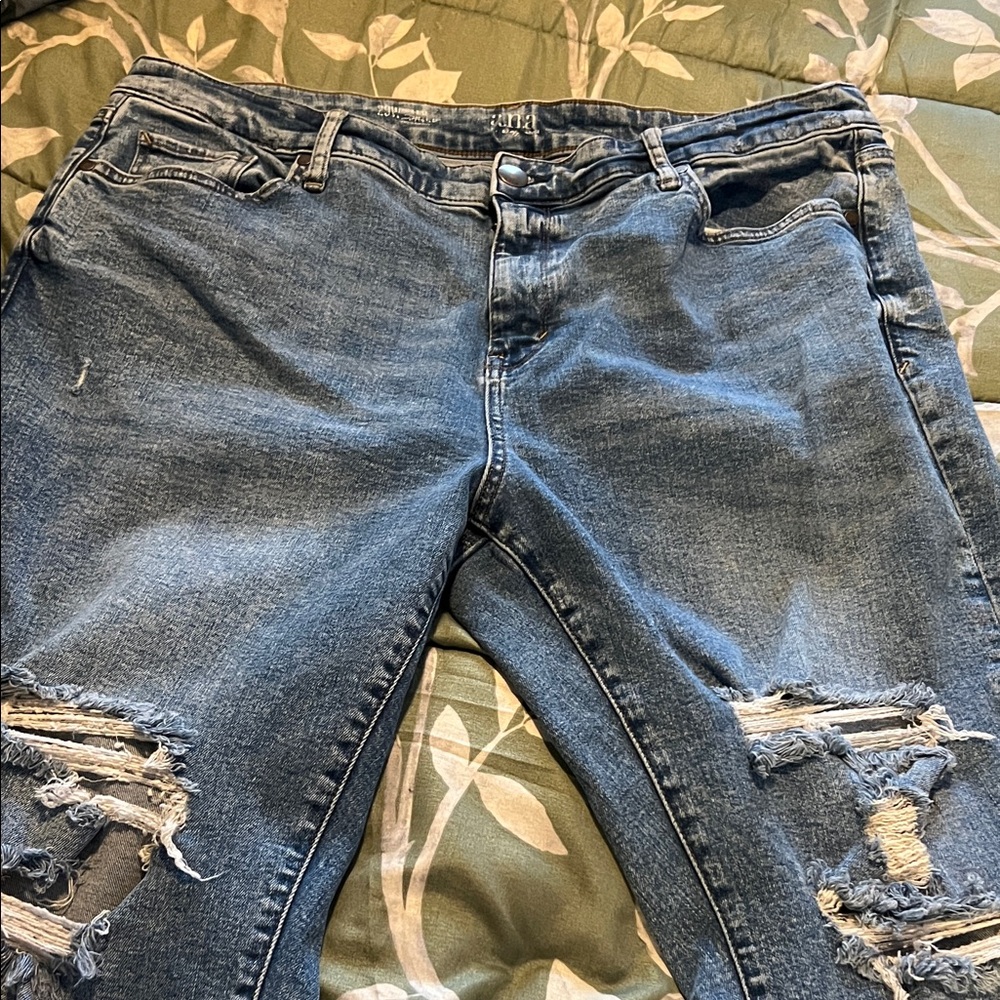 a.n.a Blue Distressed Ankle Jeans
